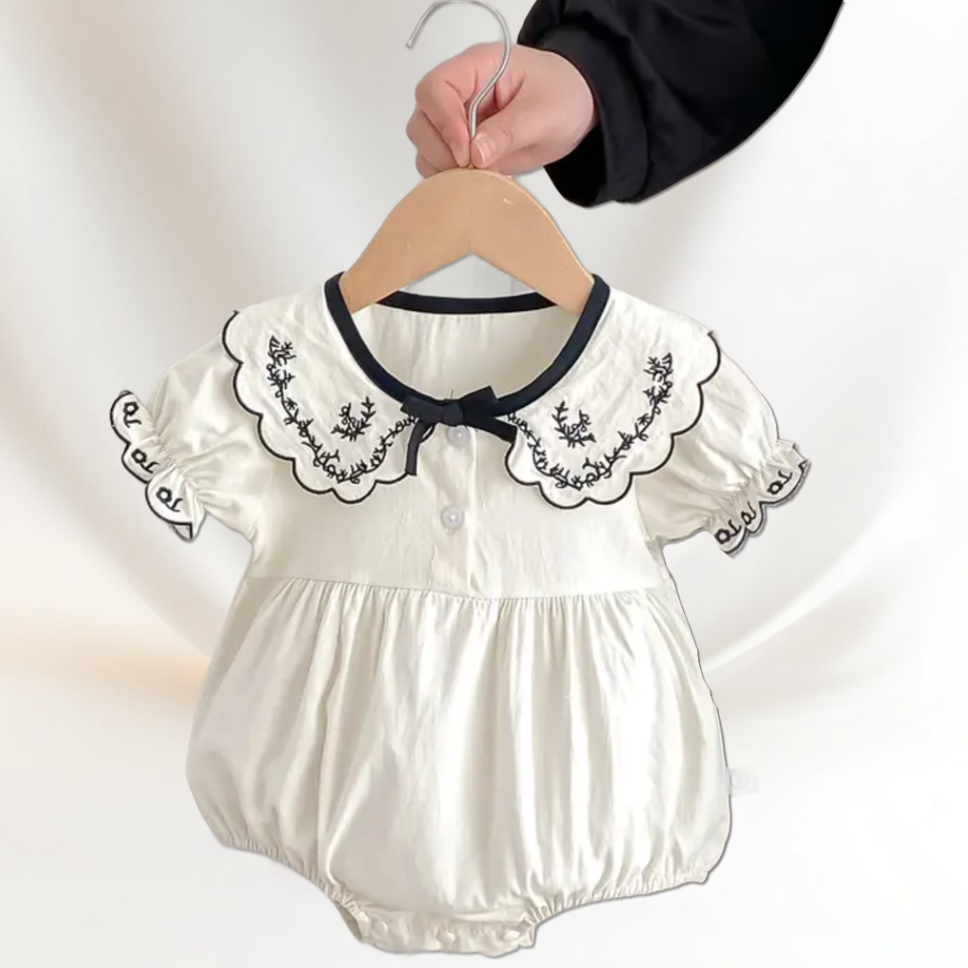 Baby girl summer black emboidered Romper