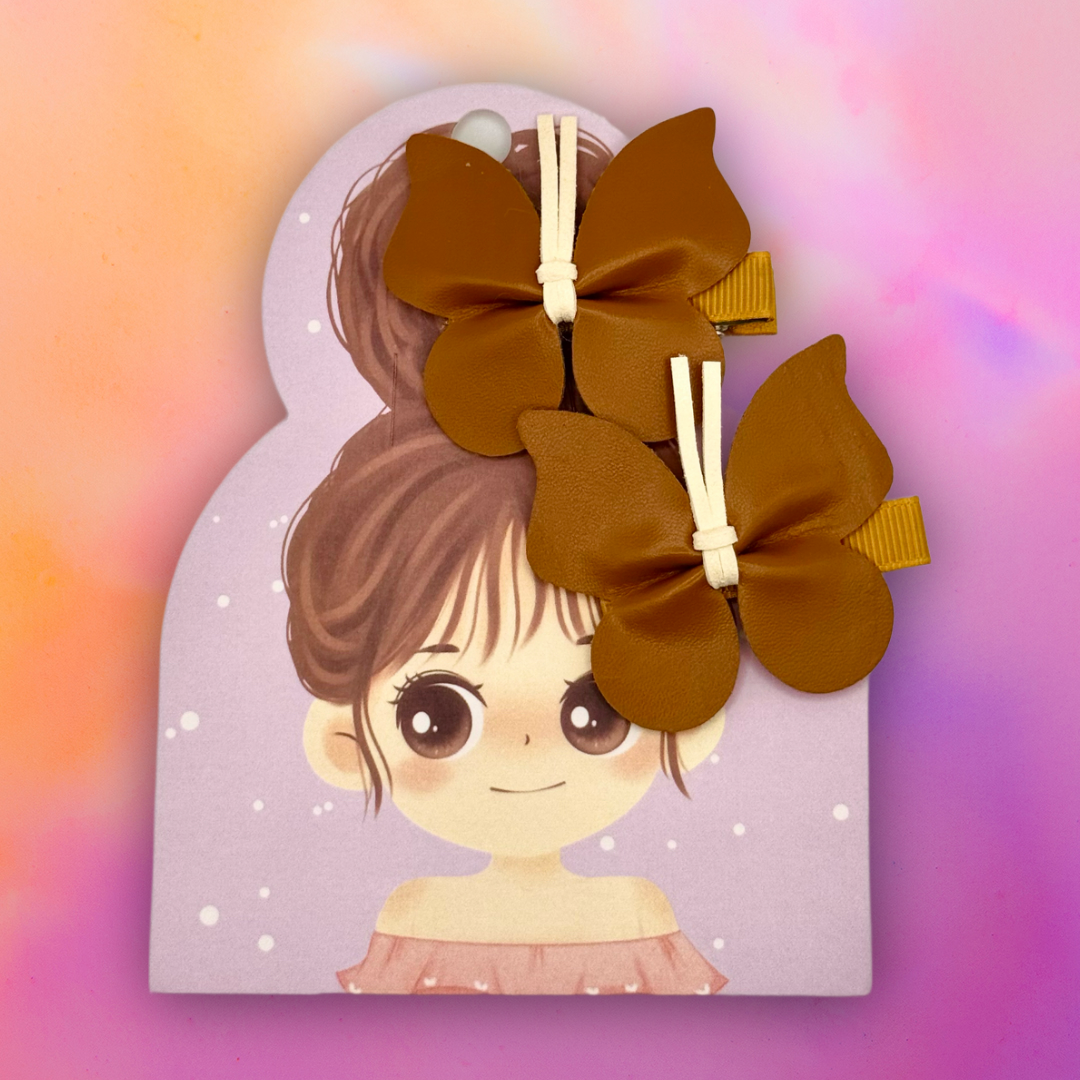 Leather Butterflies Hair Clip / Pen