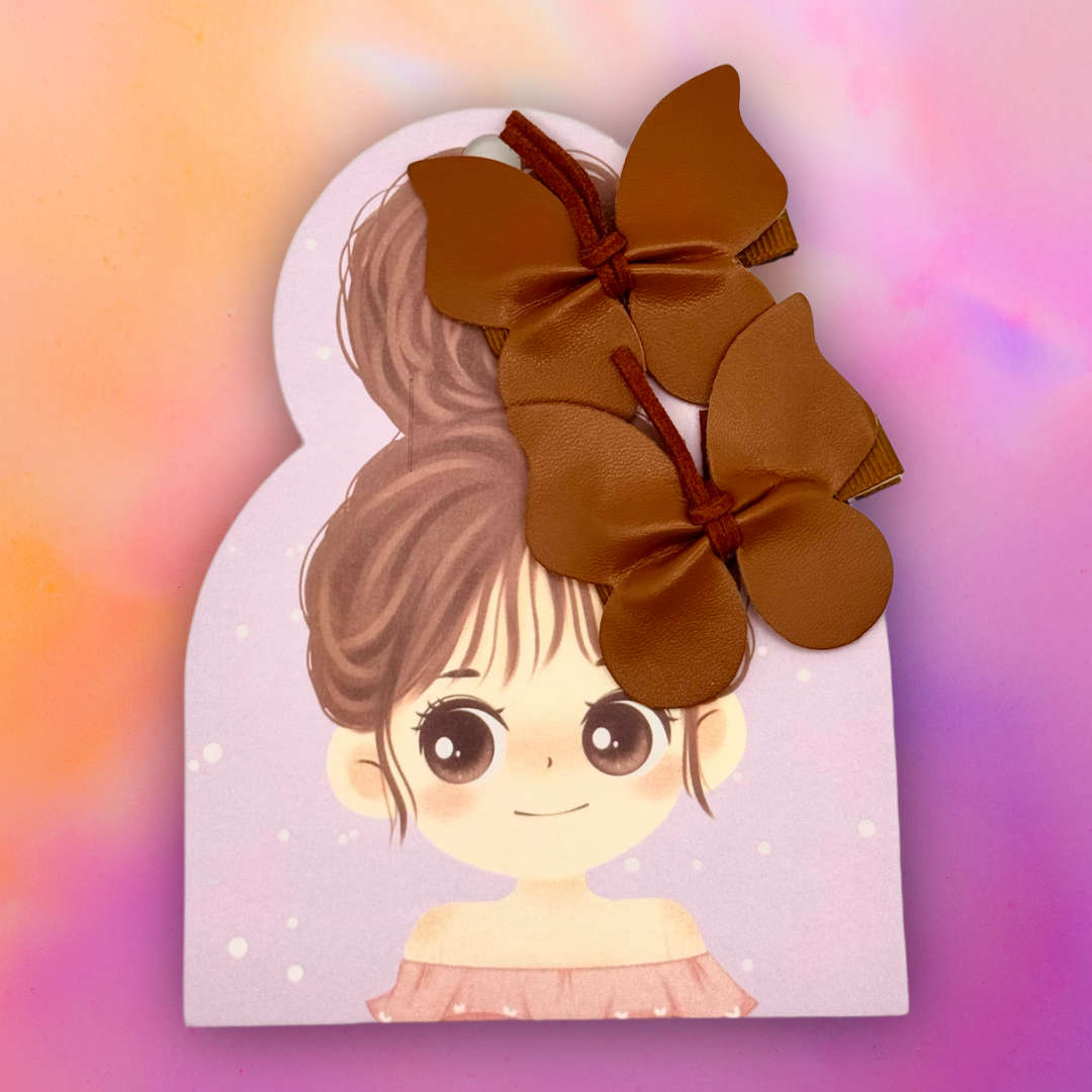 Leather Butterflies Hair Clip / Pen