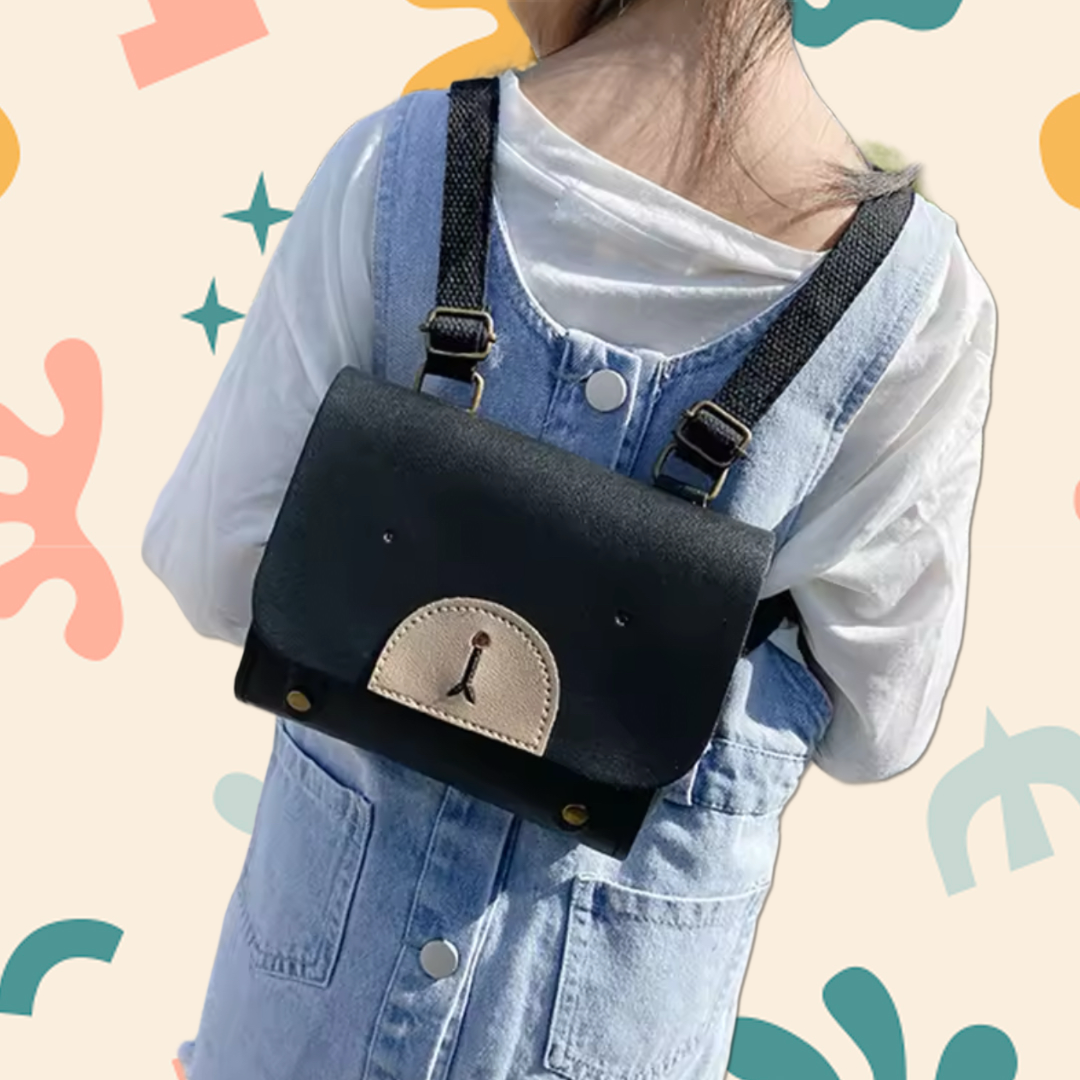 Leather Square Bear Mini backpack