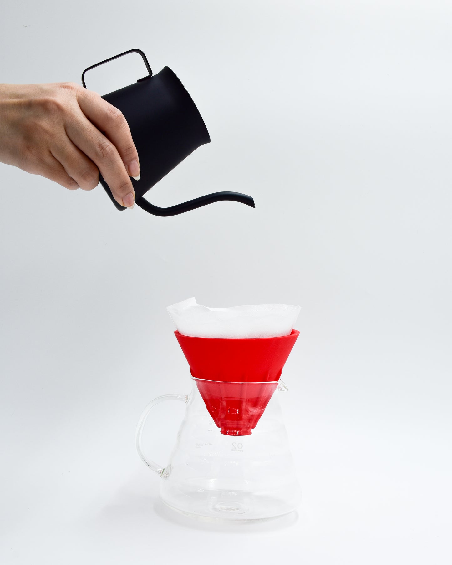 SILICONE COFFEE DRIPPER WITH BASE - RED