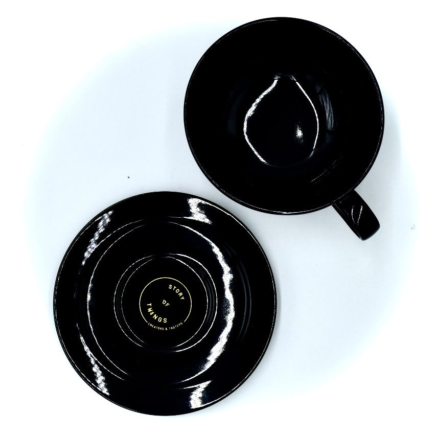 Solid Black Latte CUP & SAUCER