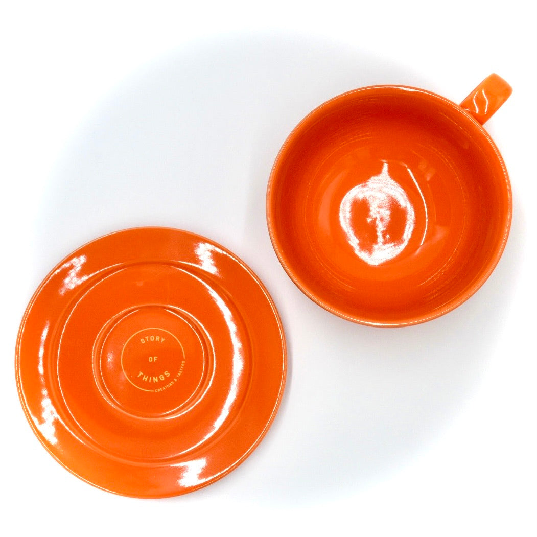Solid Orange Latte CUP & SAUCER