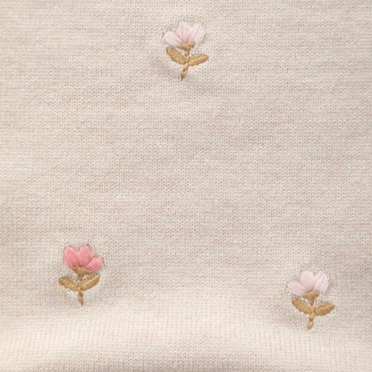 بدلة جسم محبوكة بنقشة زهور بيج