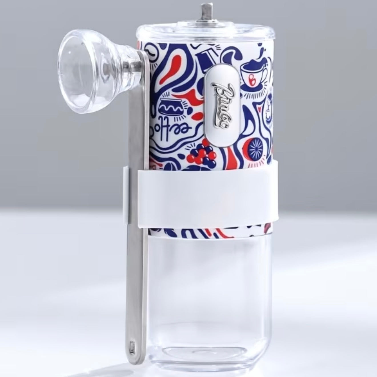 مطحنة رحلات يدوية مغطاة بقاعدة من الجلد - جلد كركمي