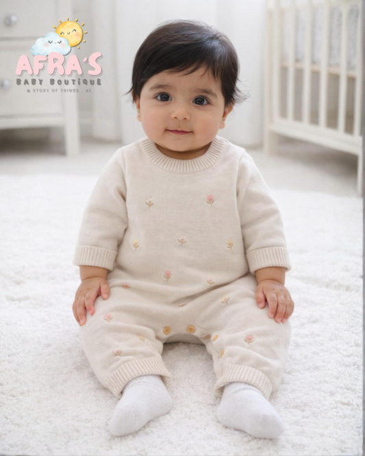 Beige Floral Knitted bodysuit