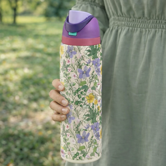 flowers Colored handle flask bottle