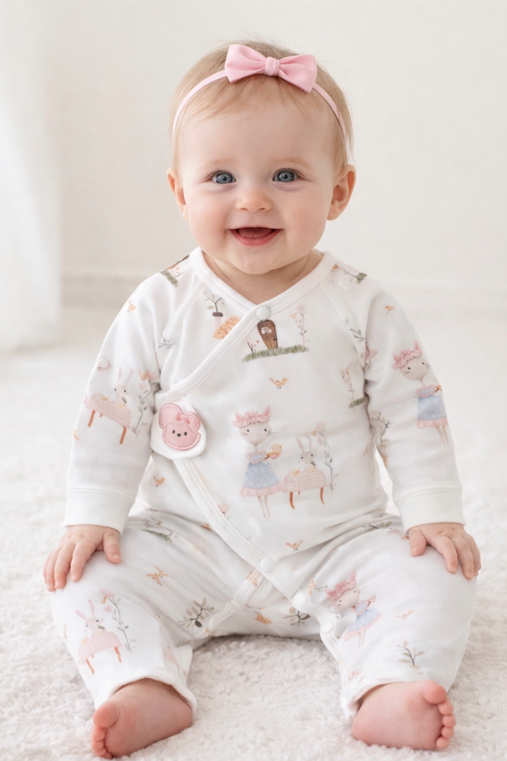 بدلات نوم قطنية لحديثي الولادة