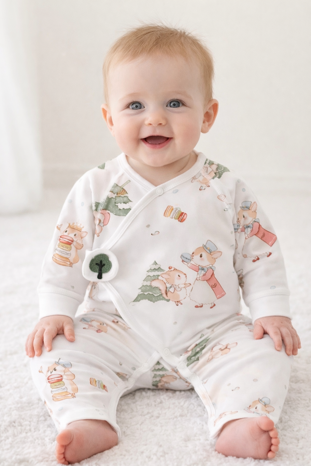 بدلات نوم قطنية لحديثي الولادة