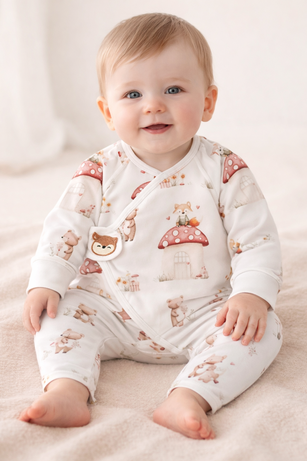 بدلات نوم قطنية لحديثي الولادة