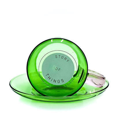 CLEAR GREEN SOT CUP & SUACER SET