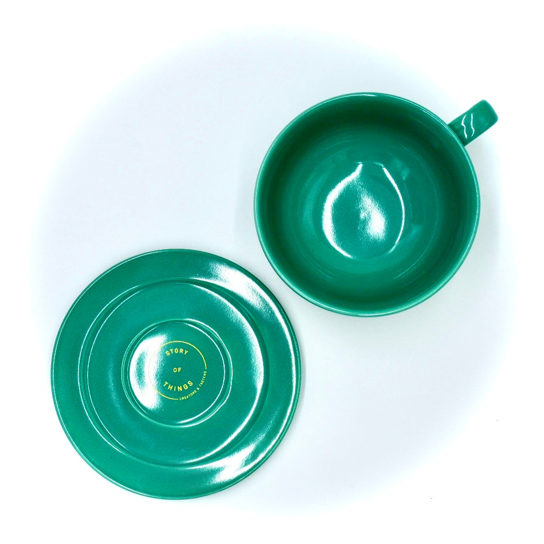 Solid Teal Latte CUP & SAUCER